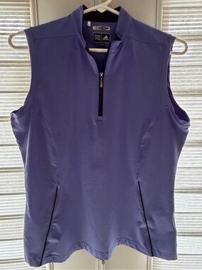 adidas Women’s Lavender Sleeveless Zip Polo Tank